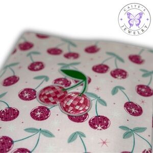 Handmade Small Book/Kindle Sleeve with a Disco Cherries Fabric
